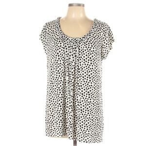 Ellen Tracy sz L white polka dot short sleeve top